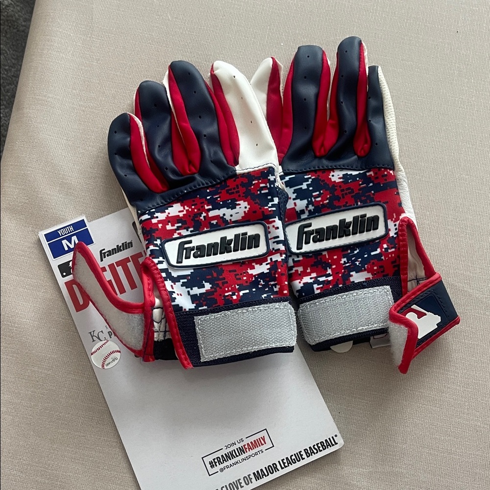 Franklin Kids' Red and Blue Batting Gloves